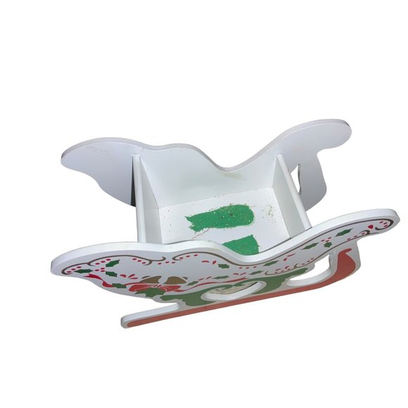 Wood Santa sleigh with Artificial Arrangement Centerpiece vintage - Picture 7 of 15